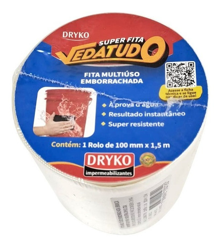 Imagen 1 de 1 de Drykofita Vedatudo Cinta Ultra Dry Blanca 100mm X 1,5m