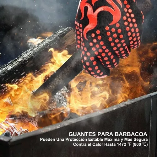 Guantes para barbacoa: resistentes al calor hasta 500 °C, guantes de cocina  ignífugos de silicona