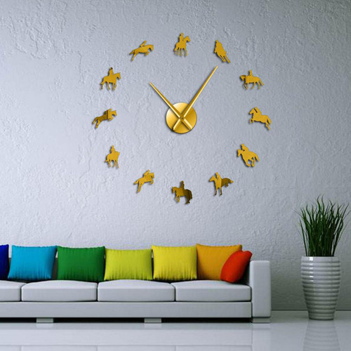Diy Reloj De Pared Sin Marco 3d Espejo Pegatinas De Oro