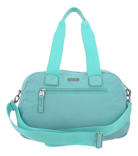 Bolsa De Mano Chenson 1818 Zilp Impermeable Turquesa Acabado De Los Herrajes Níquel Diseño De La Tela Liso