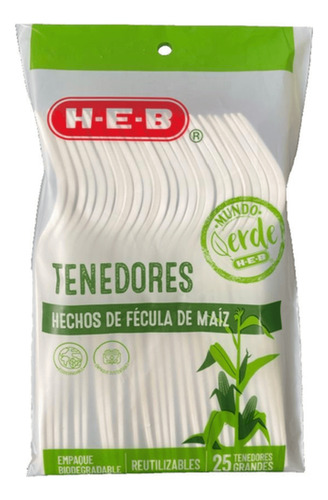 Tenedores Desechables Biodegradables Grandes 25 Piezas