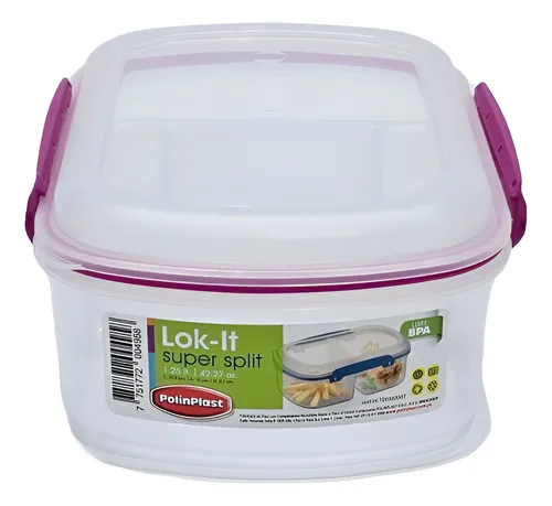 comprar Hermético Rectangular 2 Divisiones 1,25 Litros Polinplast
