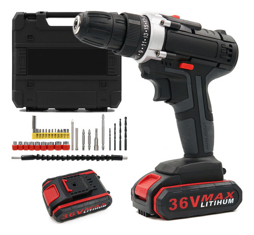 Taladro Inalámbrico 36 V Max Con Luz Y 2 Velocidades Color Frecuencia