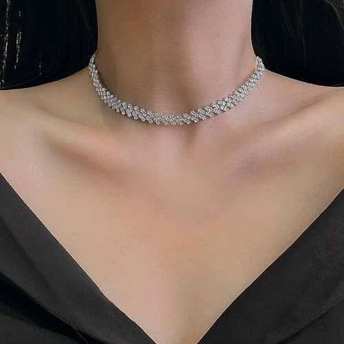 Fdsmall Collar Para Mujer Con Diamantes De Imitación De Circ