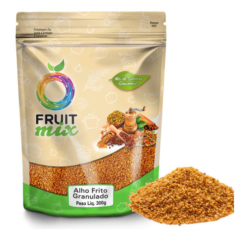 Imagem 1 de 7 de Alho Frito Crocante Granulado 300g Tempero Fruit Mix Premium