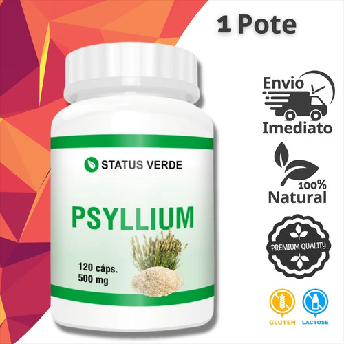 Psyllium Puro Intestino Saudável 120 Cáps - Status Verde