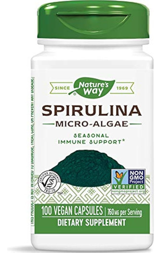 Nature's Way Spirulina Micro-algas Capsulas, 100 Unidades