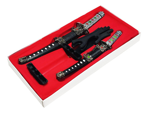 Imagem 3 de 3 de Mini Katana 2 Espada Sabre Abre Carta Samurai Wakizashi Ninj