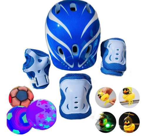 Casco Protección Kit Niños 3 En 1 Kit Casco+pelota+pato Luz