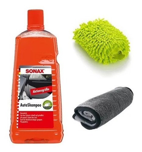 Kit Lavado Auto Shampoo Sonax 2lt + Manopla + Microfibra