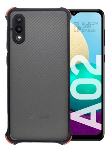 Carcasa Para Samsung A02 Borde Negro Antigolpe Protec Camara