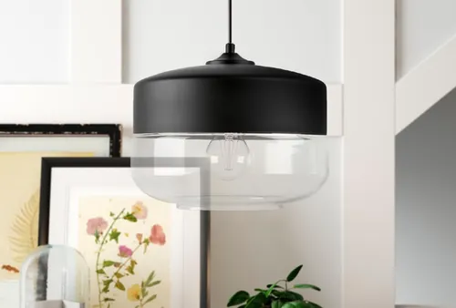 Lampara Colgante Vidrio Deco Diseño Dayan Negro P/ Led E27