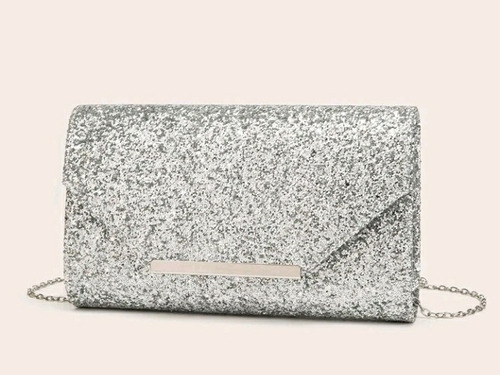 Cartera Fiesta Plateada Bolso De Mano Clutch Fiesta Coctel 