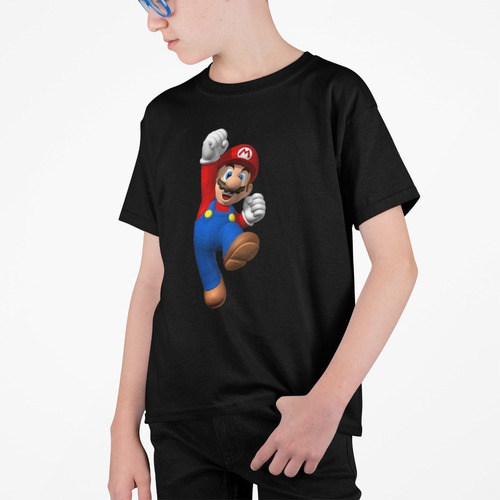 Polera Super Mario Bros Niños Videojuegos Estampado Algodon