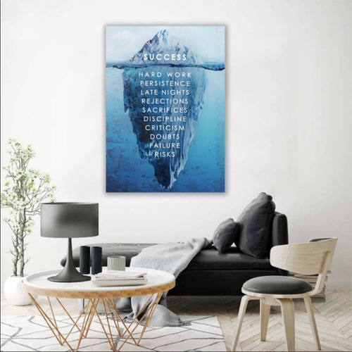 Cuadro Canvas Motivacional Iceberg Del Éxito Cuadro Oficina Color Azul Armazón Bastidor