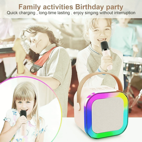 Máquina De Karaoke Altavoz Bluetooth Para Niños 2 Micrófonos Blanco