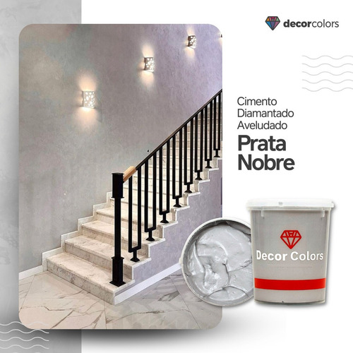 Imagem 1 de 10 de Decor Colors Cimento Queimado Perolizado 1,6 Kg Prata Nobre