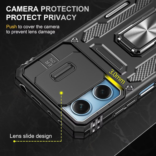 Funda Uso Rudo Cámara Para Poco M6 Pro 5g Carcasa+mica Negro Xiaomi Poco M6 Pro 5g/redmi 12 4g/5g