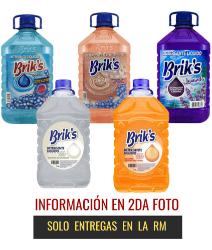 Detergente Liquido 5 Lt Briks Con Suavizante Pack 5 Unidades
