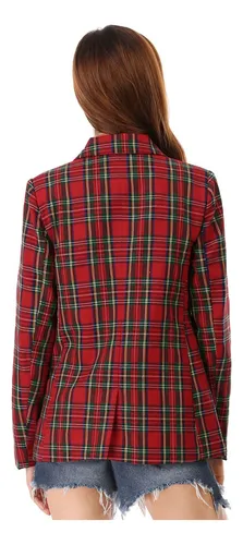 Chaqueta Blazer De Doble Botonadura Solapa Con Muescas Mujer