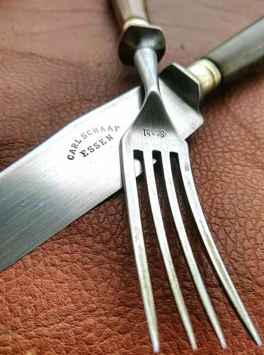 Juego Antiguo Cuchillo Y Tenedor Alemán Carl Schaaf Essen