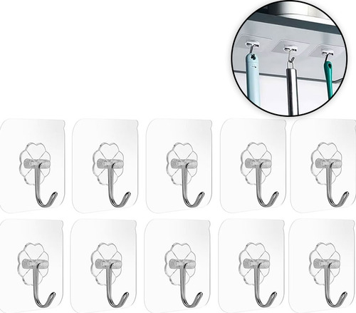 10 Ganchos Adesivo Quadro Na Parede Pendure Sem Furos Chave
