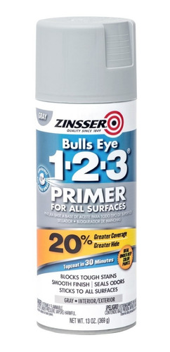 Imprimante Aerosol 1-2-3 Primer 369grs Gris Mate Zinsser