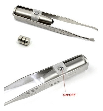 A Kit 3 Pinzas For Cejas De Acero Inoxidable Con Luz Led