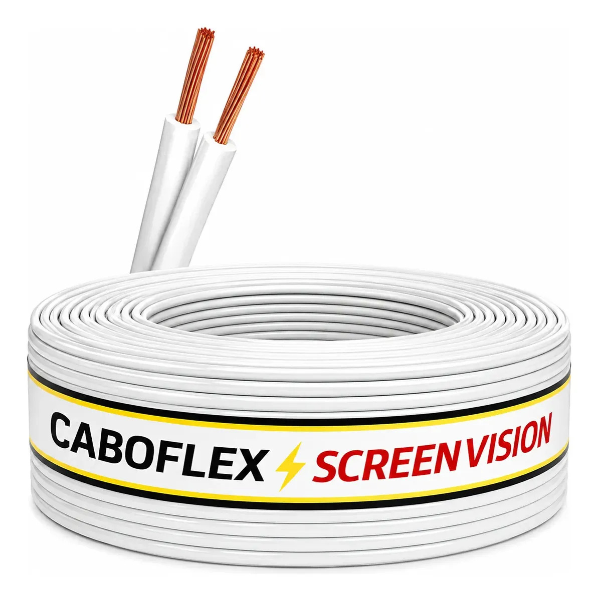 Fio Paralelo 4mm Cabo Duplo 2x4mm Rolo 100 Metros Elétrico 750v Cor Branco Marca Screen Vision