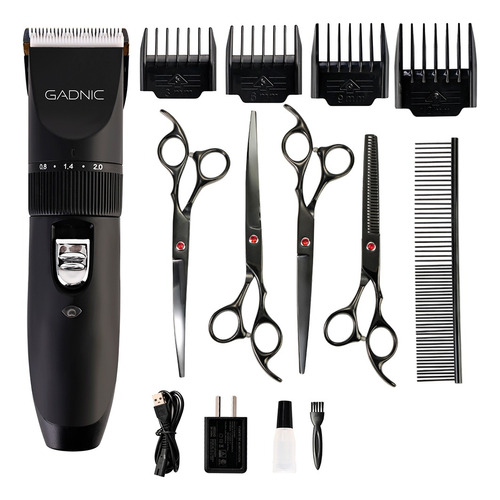 Set Peluquería De Mascotas Gadnic Cortadora De Pelo 4 Tijera Color Negro