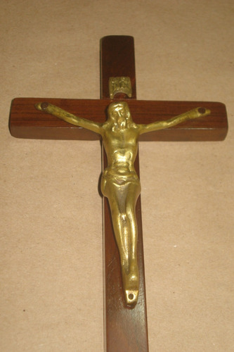 Vint_retro Crucifijo Antiguo Jesucristo De Bronce (Usado)