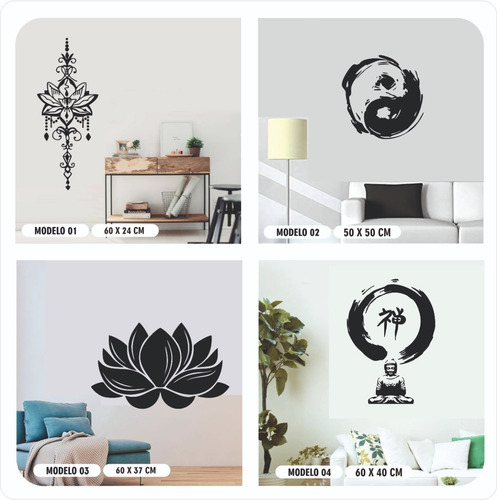 Imagen 1 de 5 de Vinilos Decorativos Buda Yoga Ganesha Mandala Meditacion Zen