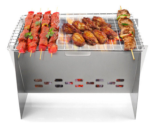 Estufa Camping Acero Inox Plegable Portátil Con Parrilla.h