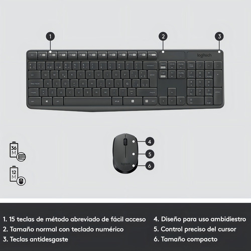 Kit Combo Teclado Mouse Inalámbrico Mk235 Logitech Español