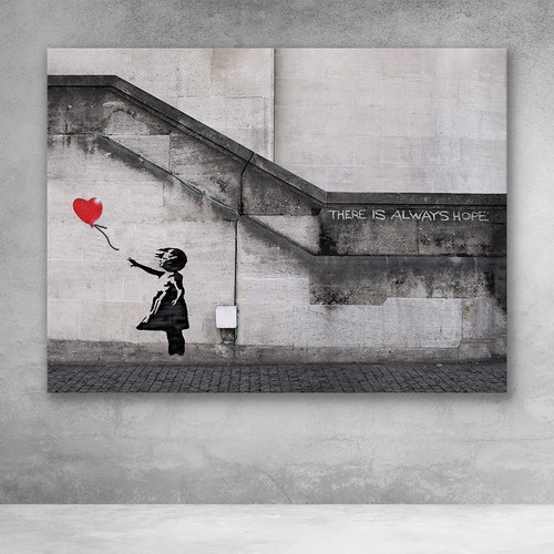 Imagen 3 de 9 de Cuadro-esperanza Banksy-decorativo-moderno- Uhd 100x70cm.