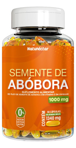 Óleo Semente De Abóbora 1000mg Com Vitamina E - 60 Cápsulas Sabor Sem Sabor