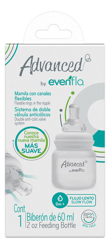 Biberón Evenflo 60ml Flujo Lento 0m+ Blanco