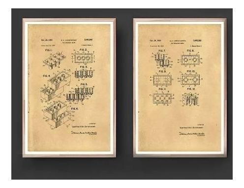 Combo 2 Cuadros Blueprints Esquemas Patente Lego 40 X 60 Cm