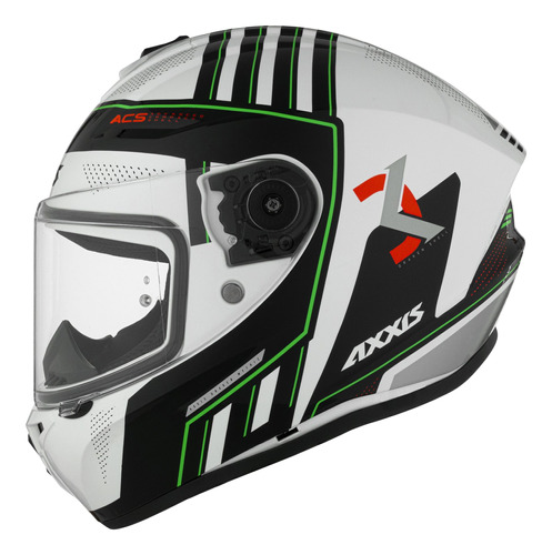 Casco Moto Axxis Draken Mythic Verde Rojo Brillo Integral