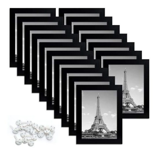 Portarretratos Con Cristal 17 Piezas Color Negro