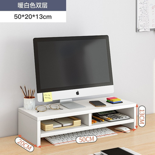 Base Elevador Monitor Soporte 2 Niveles Con Carga Usb Blanco