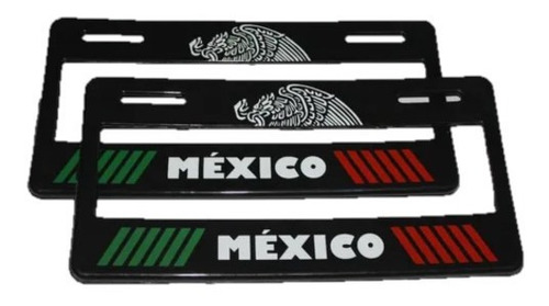 Juego Portaplacas Universal Decorado Bandera Mexico