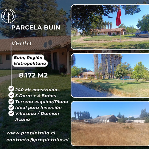 Oportunidad De Inversión Parcela De 8.172 M² En Buin