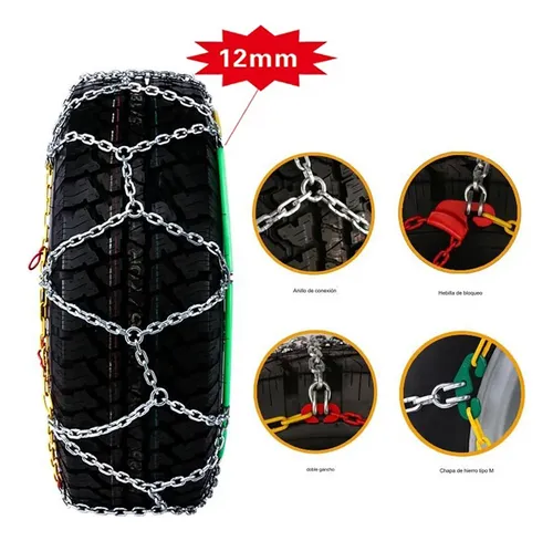 Cadenas Nieve Barro Antideslizante 12mm Auto Par - Cadenas
