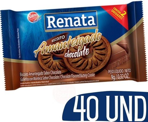 Biscoito Amanteigado Em Sache Chocolate Renata Bolacha 40 Un