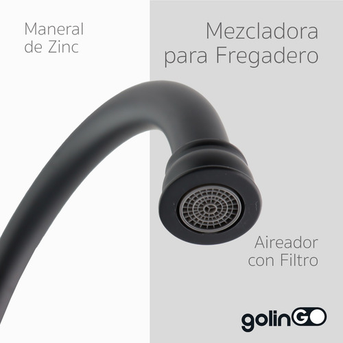 Llave Mezcladora Para Fregadero 8 Pulgadas Solvex Grifo Negro