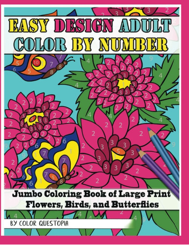 Libro: Easy Design Adult Color By Number - Jumbo Coloring Bo