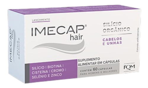 3 Un. Imecap Hair Silício Orgânico Cabelos E Unhas 60 Cáps Sabor Sem Sabor