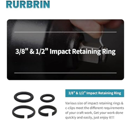 10 Sets Of 1/2 Inch & 3/8 Inch Impact Wrench Retainer Rings