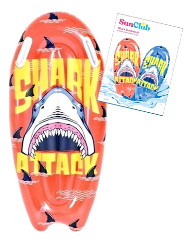 Tabla De Barrenar Inflable Surf Shark, 100x50 Sun Club 12937 Color Rojo